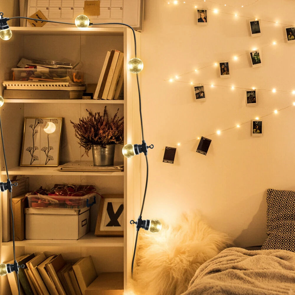 LED Deko-Party-Lichterkette 10 Lampen Transparent 8m 3,2V 6W Mit Steckernetzteil IP44 3000K – Bild 4