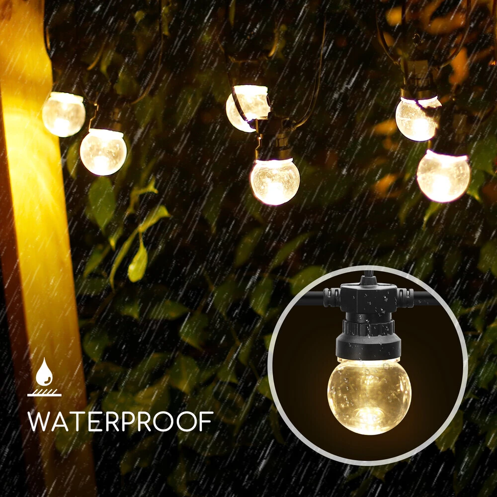 LED Deko-Party-Lichterkette 10 Lampen Transparent 8m 3,2V 6W Mit Steckernetzteil IP44 3000K – Bild 5