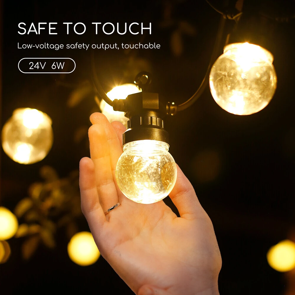 LED Deko-Party-Lichterkette 10 Lampen Transparent 8m 3,2V 6W Mit Steckernetzteil IP44 3000K – Bild 6