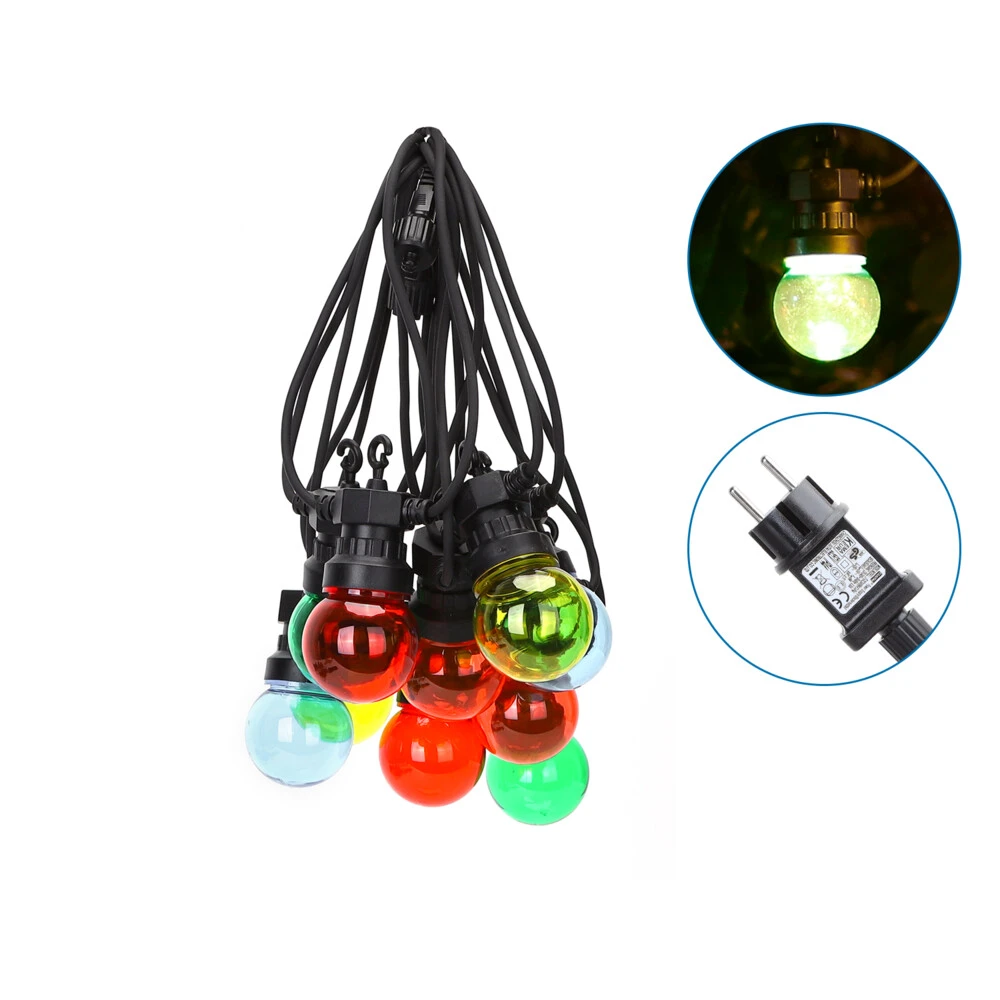LED Deko-Party-Lichterkette 10 Lampen Bunt 8m 24V 6W Mit Steckernetzteil IP44 RGBY – Bild 2