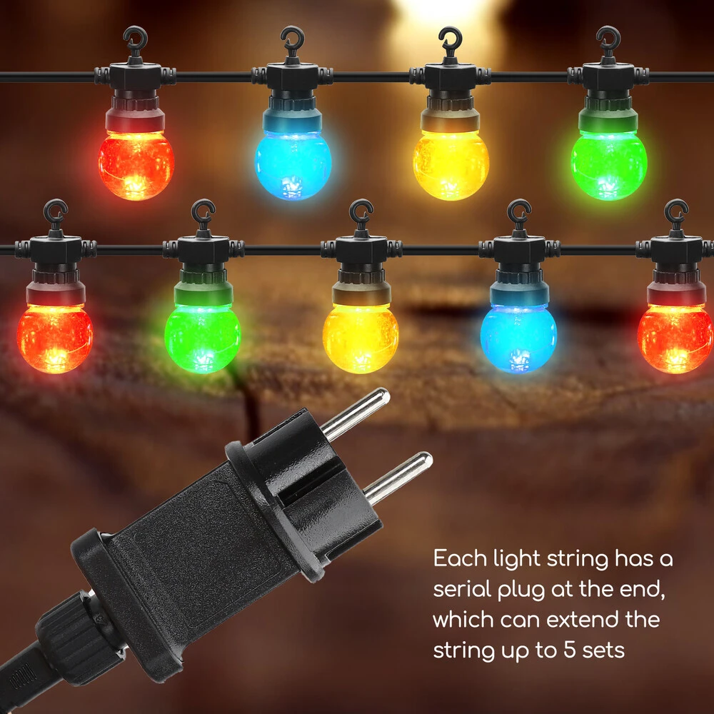 LED Deko-Party-Lichterkette 10 Lampen Bunt 8m 24V 6W Mit Steckernetzteil IP44 RGBY – Bild 4