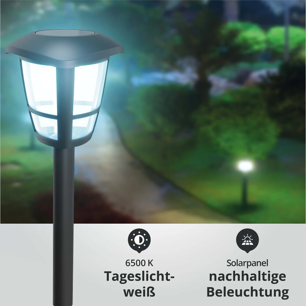 LED Solar-Gartenleuchte Wegeleuchte Erdspieß 0,06W 6500K L95xB95xH338mm – Bild 2