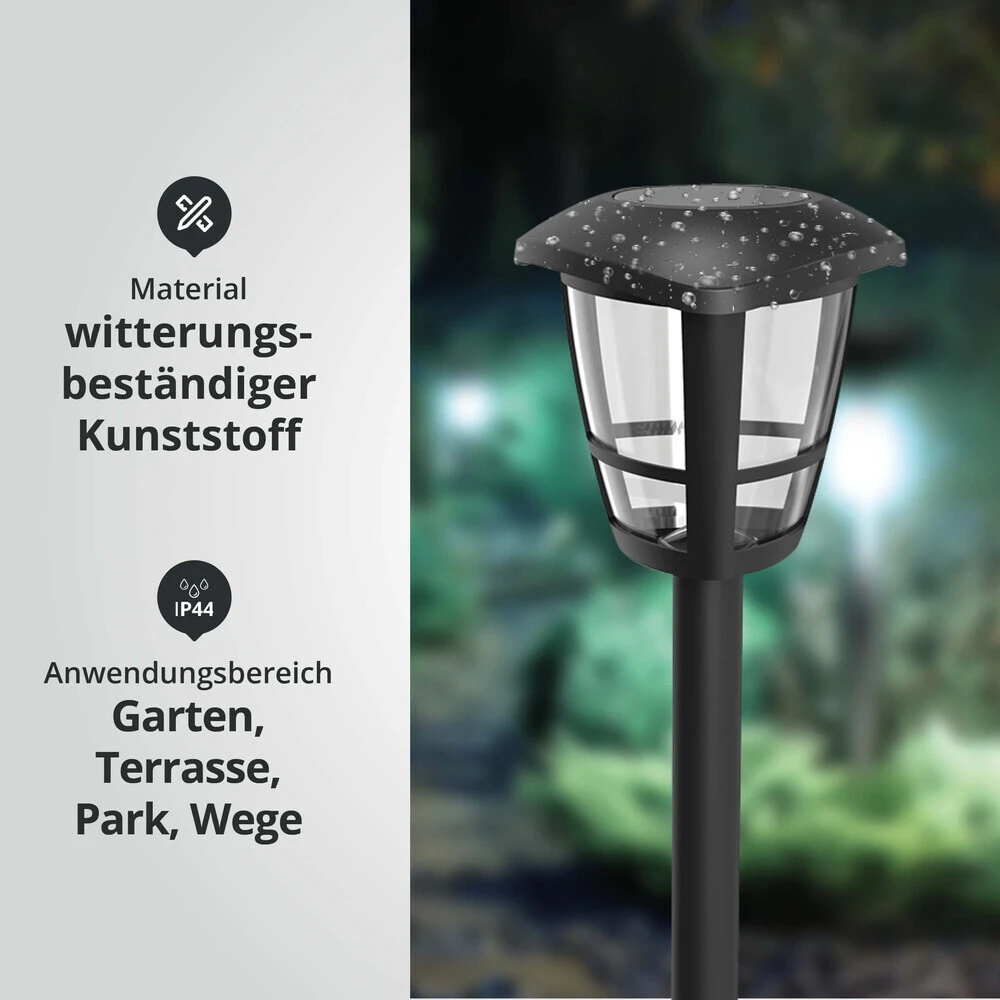 LED Solar-Gartenleuchte Wegeleuchte Erdspieß 0,06W 6500K L95xB95xH338mm – Bild 3