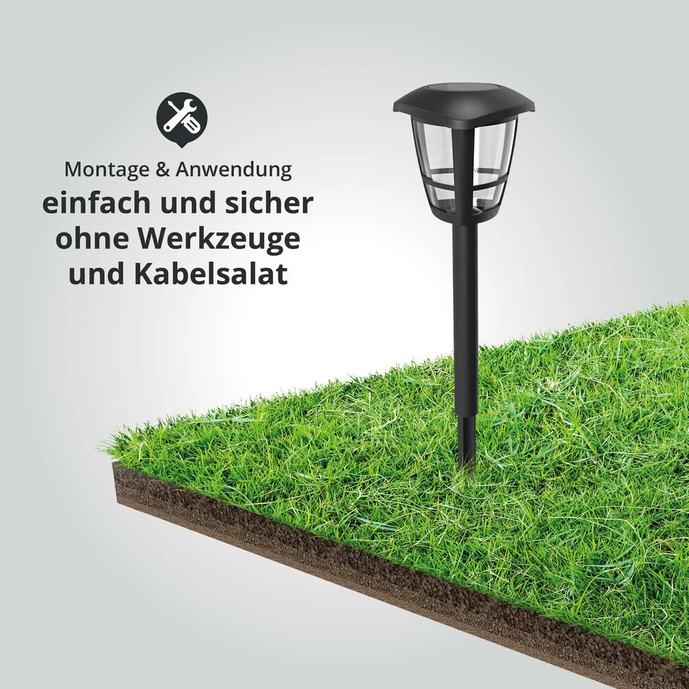 LED Solar-Gartenleuchte Wegeleuchte Erdspieß 0,06W 6500K L95xB95xH338mm – Bild 4
