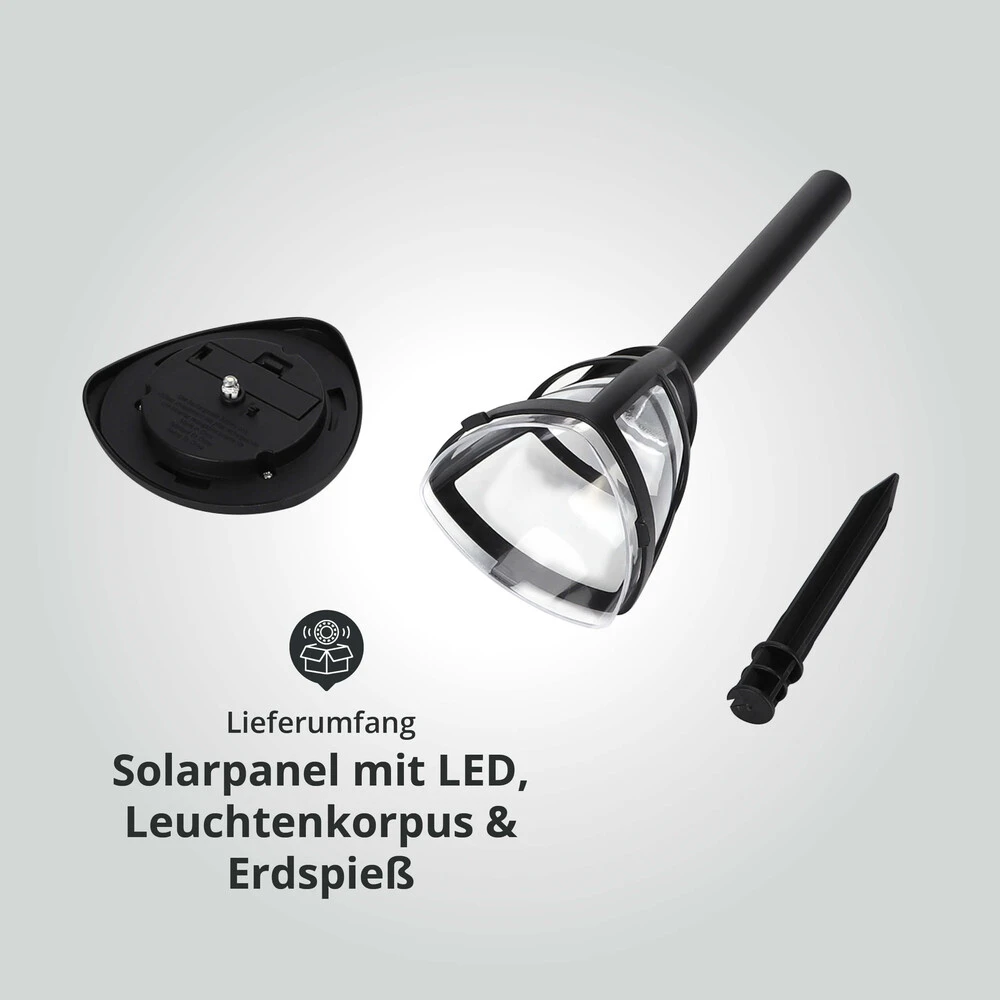 LED Solar-Gartenleuchte Wegeleuchte Erdspieß 0,06W 6500K L95xB95xH338mm – Bild 5