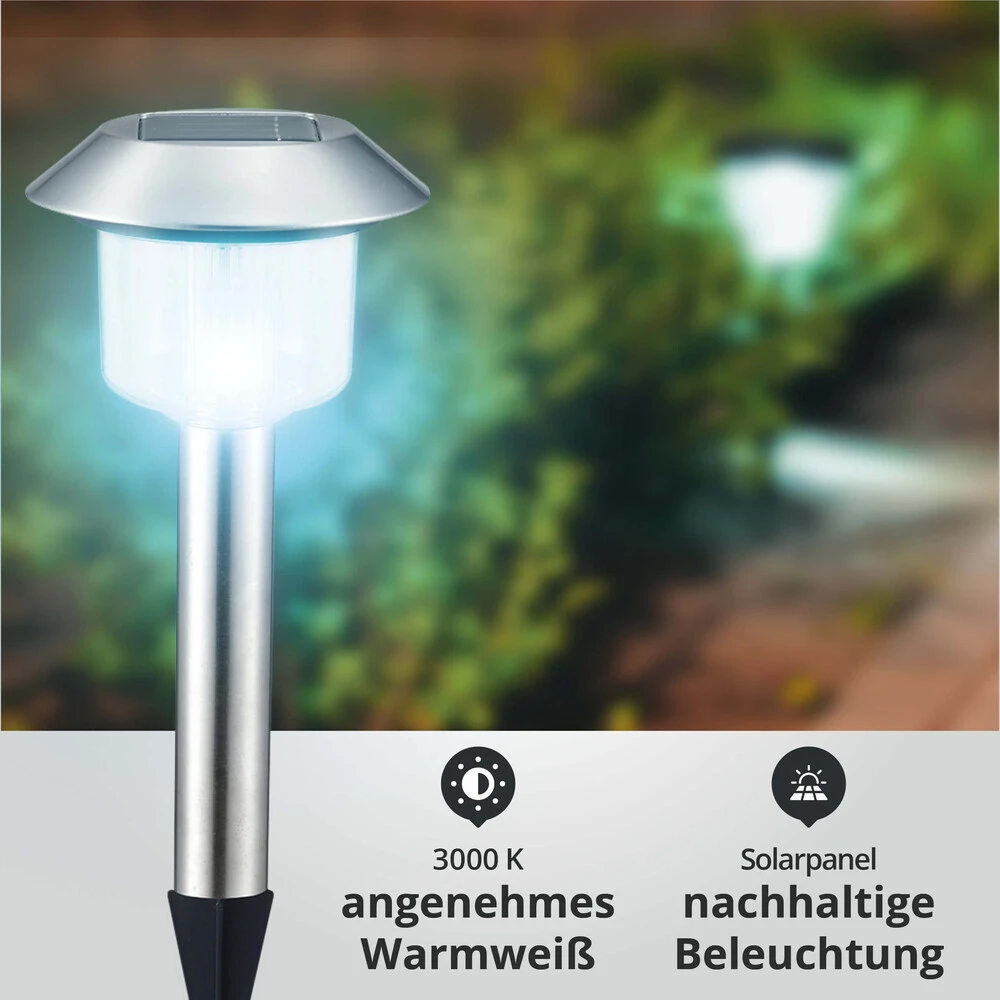 LED Solar-Gartenleuchte Wegeleuchte Erdspieß 0,08W 6500K 1,5lm L125xB125xH366mm – Bild 2