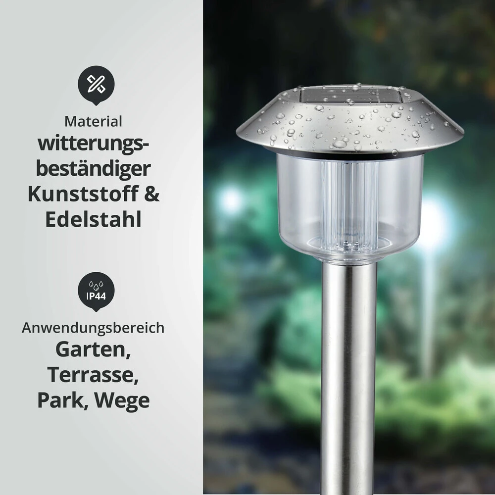 LED Solar-Gartenleuchte Wegeleuchte Erdspieß 0,08W 6500K 1,5lm L125xB125xH366mm – Bild 3