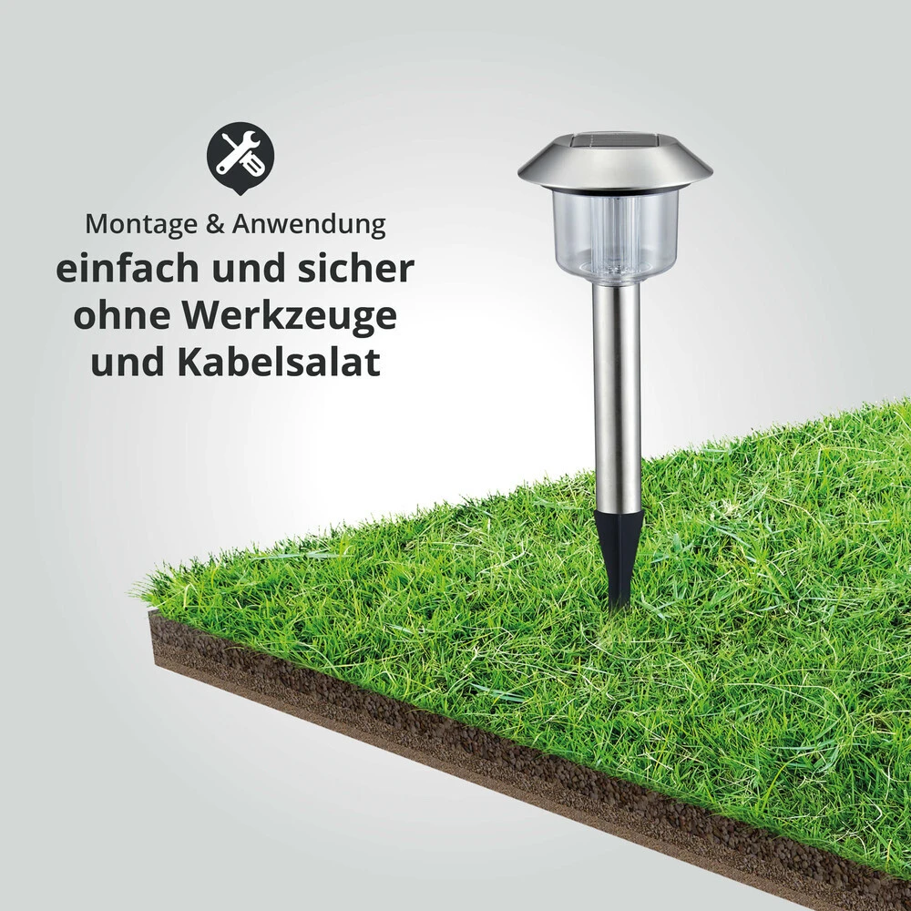 LED Solar-Gartenleuchte Wegeleuchte Erdspieß 0,08W 6500K 1,5lm L125xB125xH366mm – Bild 4