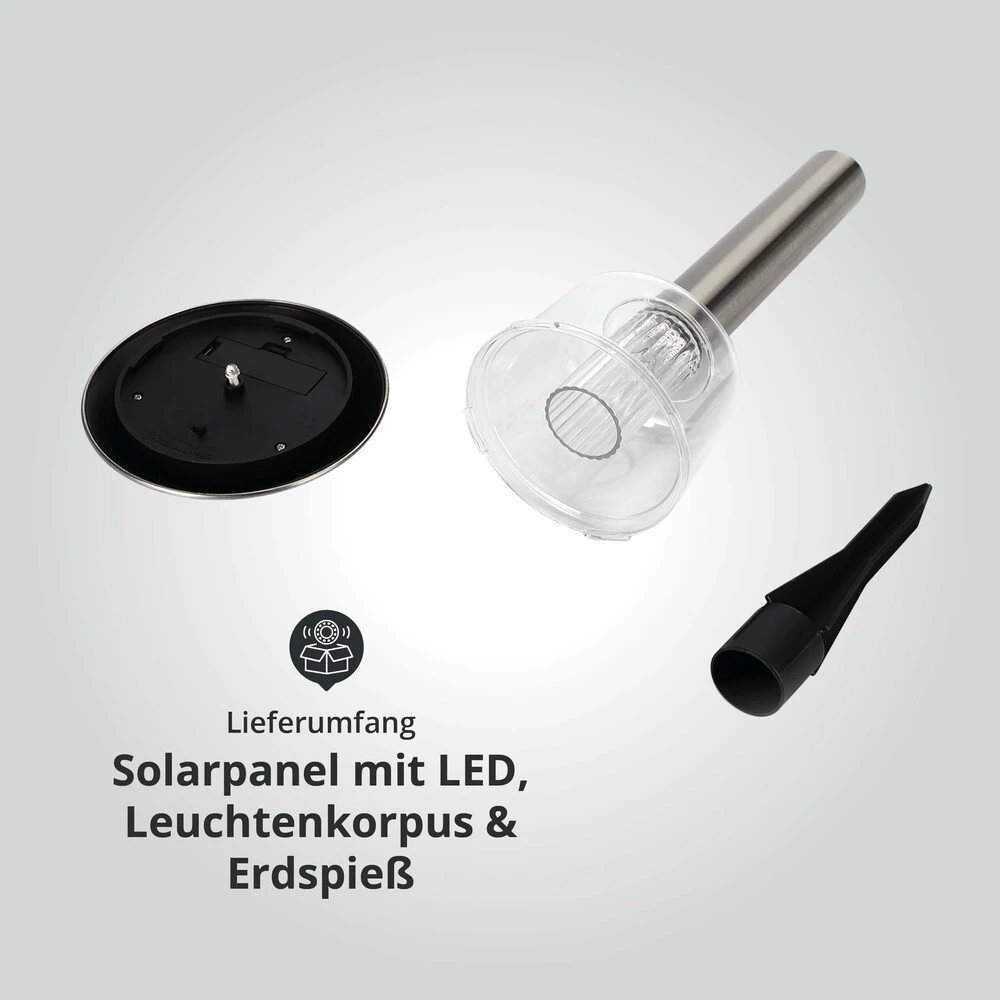 LED Solar-Gartenleuchte Wegeleuchte Erdspieß 0,08W 6500K 1,5lm L125xB125xH366mm – Bild 5