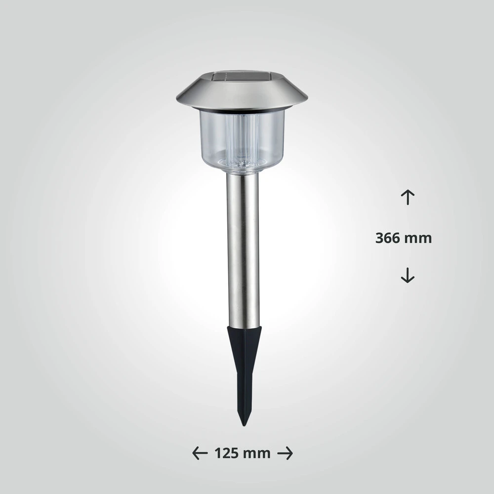 LED Solar-Gartenleuchte Wegeleuchte Erdspieß 0,08W 6500K 1,5lm L125xB125xH366mm – Bild 6