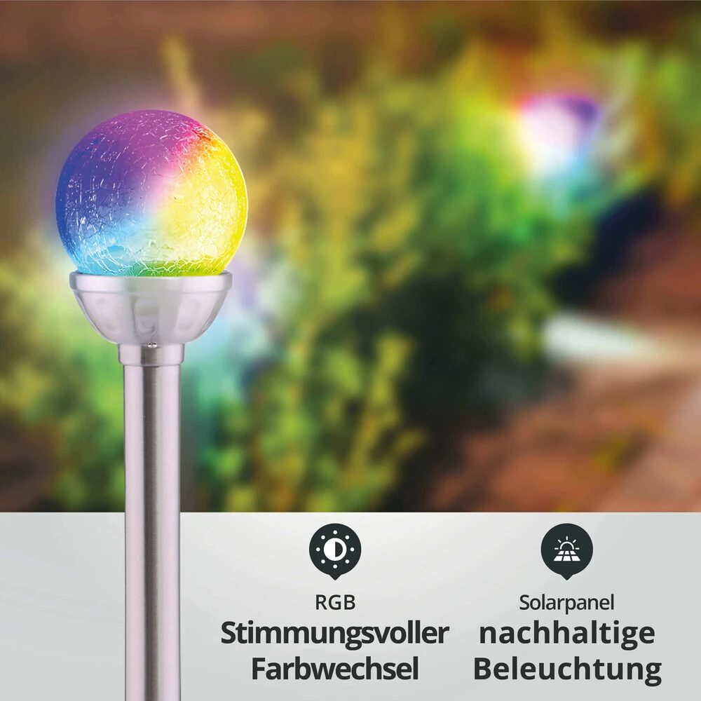 LED Solar-Gartenleuchte Wegeleuchte Erdspieß 0,08W RGB L80xB80xH358mm – Bild 2