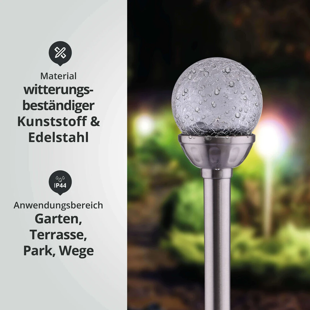 LED Solar-Gartenleuchte Wegeleuchte Erdspieß 0,08W RGB L80xB80xH358mm – Bild 3