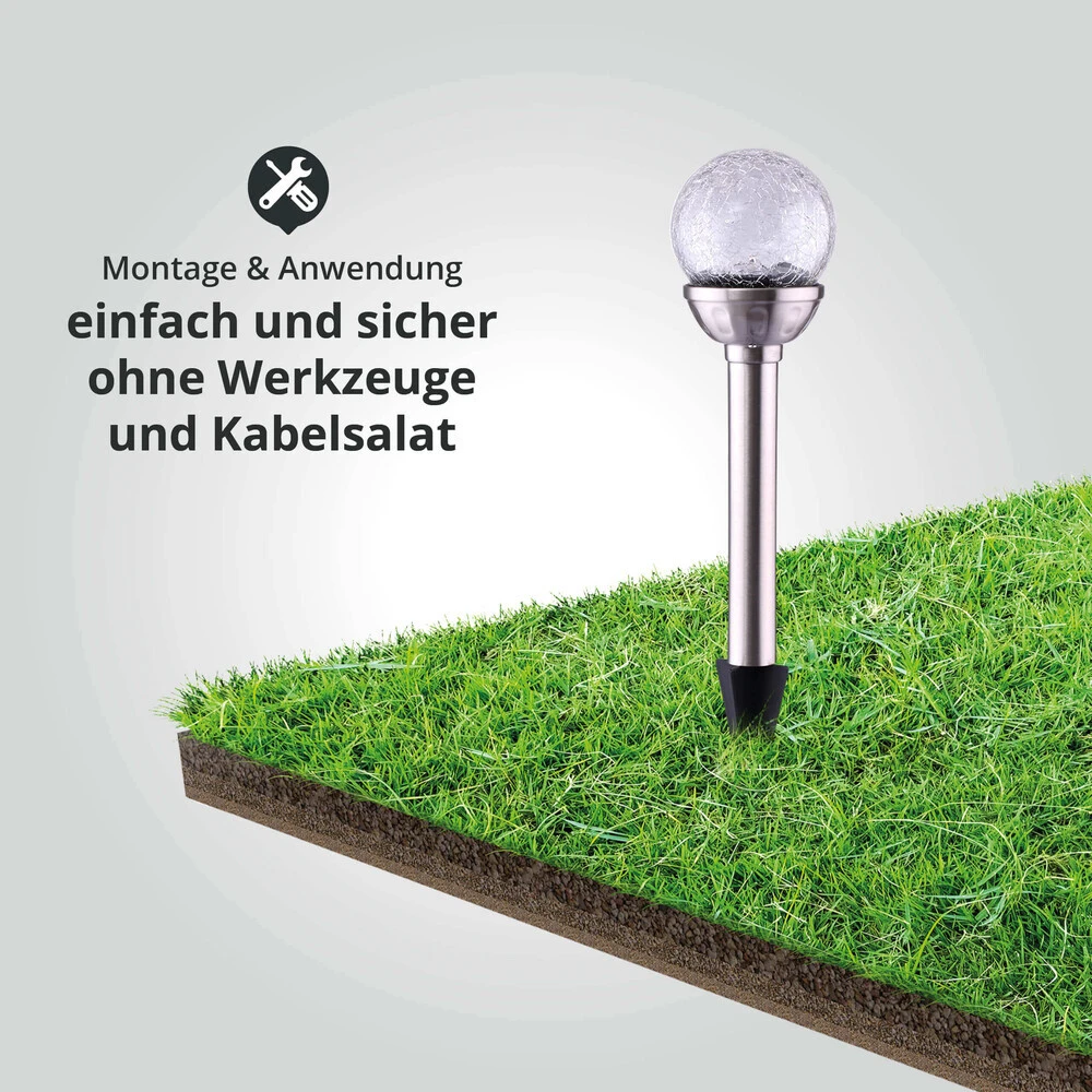 LED Solar-Gartenleuchte Wegeleuchte Erdspieß 0,08W RGB L80xB80xH358mm – Bild 4