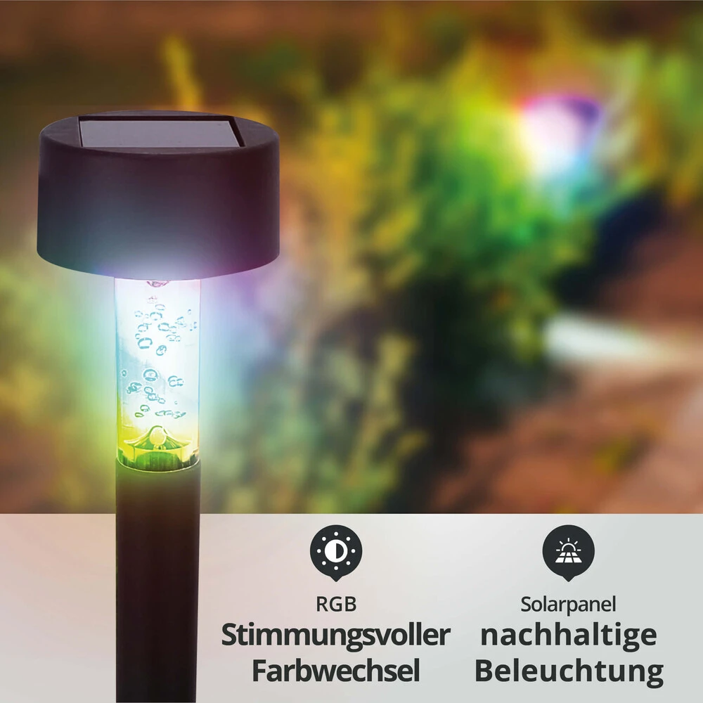 LED Solar-Gartenleuchte Wegeleuchte Erdspieß RGBY Mit Farbwechsel L56xB56xH350mm – Bild 2