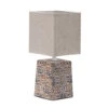 Tischleuchte Aus Keramik Mit Stoffschirm Eckig Sockel E14 Braun/gemustert L150xB150xH350mm