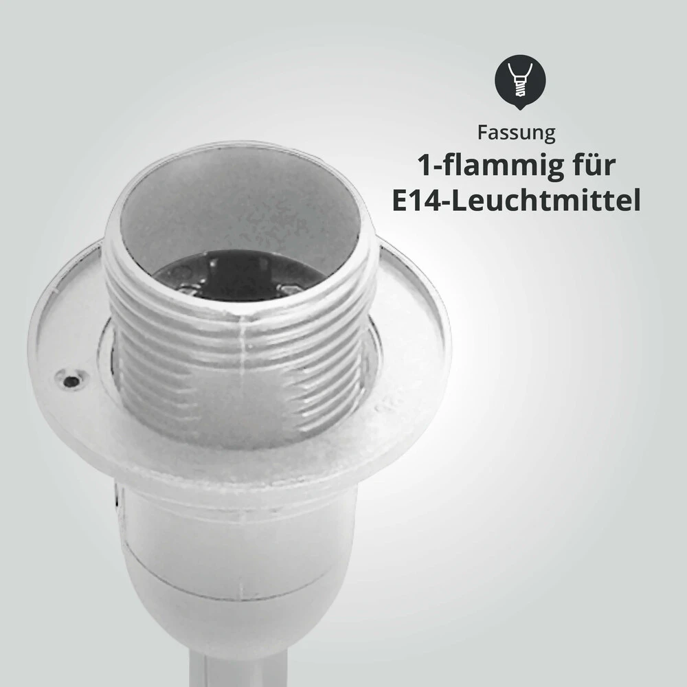 Tischleuchte Aus Keramik Mit Stoffschirm Rund Sockel E14 Braun/gemustert L240xB240xH360mm – Bild 5