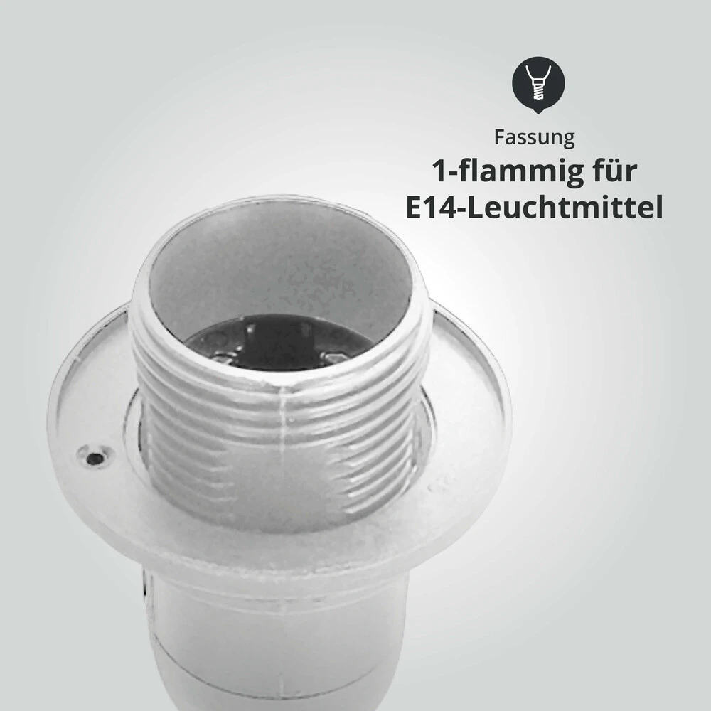 Tischleuchte Aus Keramik Mit Stoffschirm Rund Sockel E14 Grau/weiß/marmor L200xB200xH290mm – Bild 5