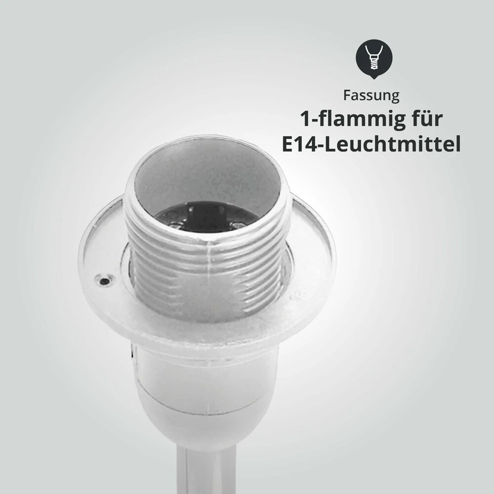 Tischleuchte Aus Keramik Mit Stoffschirm Rund Sockel E14 Weiß/grau/gemustert L130xB130xH260mm – Bild 2