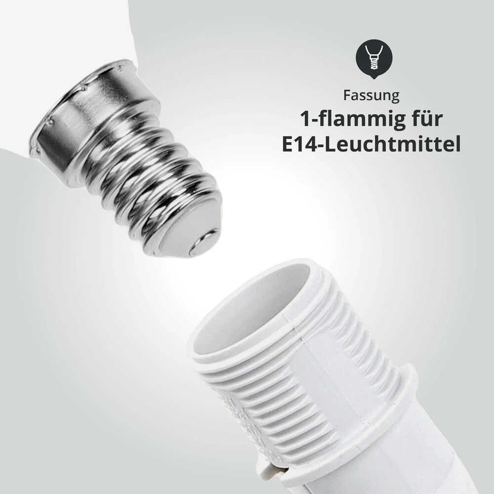 Tischleuchte Mit Fuß Aus Kunstharz Holzoptik Mit Stoffschirm Weiß Sockel E14 L180xB180xH310mm – Bild 4