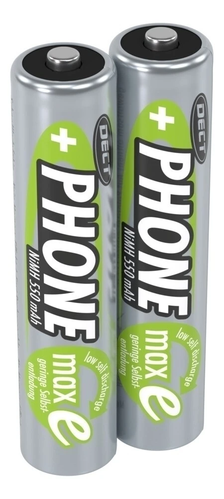 ANSMANN 2er NiMH Akku Batterie Für Schnurlostelefon Micro AAA 1,2V 550mAh MaxE