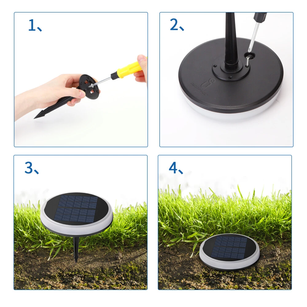 LED Solar-Gartenleuchte Bodenleuchte Teller 0,6W RGB 10lm Ø165xH31mm – Bild 3