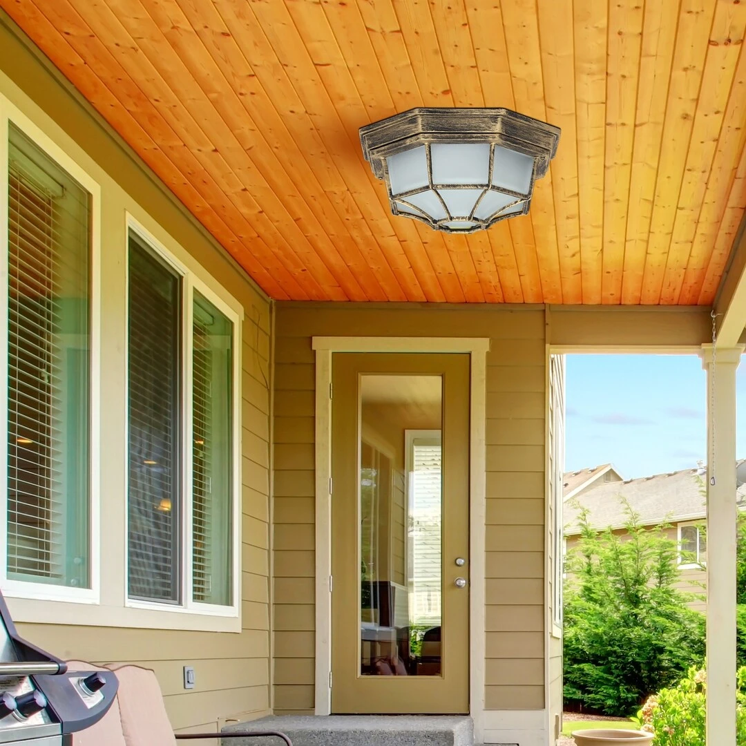 Außendeckenleuchte Milano 8376, E27, Metall, Gold, 26x26cm – Bild 3