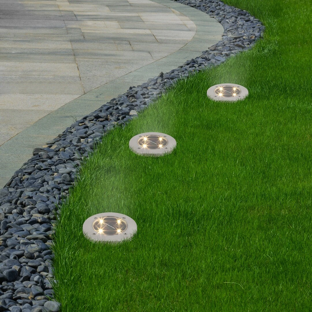 Erdspießleuchte Dannet 7975, 3000K, 20lm, Metall, Silber-schwarz, Rund, Neutralweiß, ø115mm – Bild 3