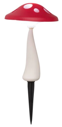 Erdspießleuchte Funghetto 7877, 3000K, Kunststoff, Weiß-rot, Rund, Warmweiß, 18,5cm