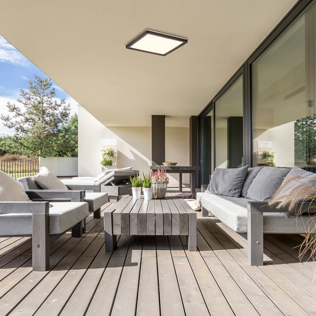 Außendeckenleuchte Inverness 7775, 15W, 1190lm, Kunststoff, Schwarz-weiß, Dimmbar, 25x25cm – Bild 5