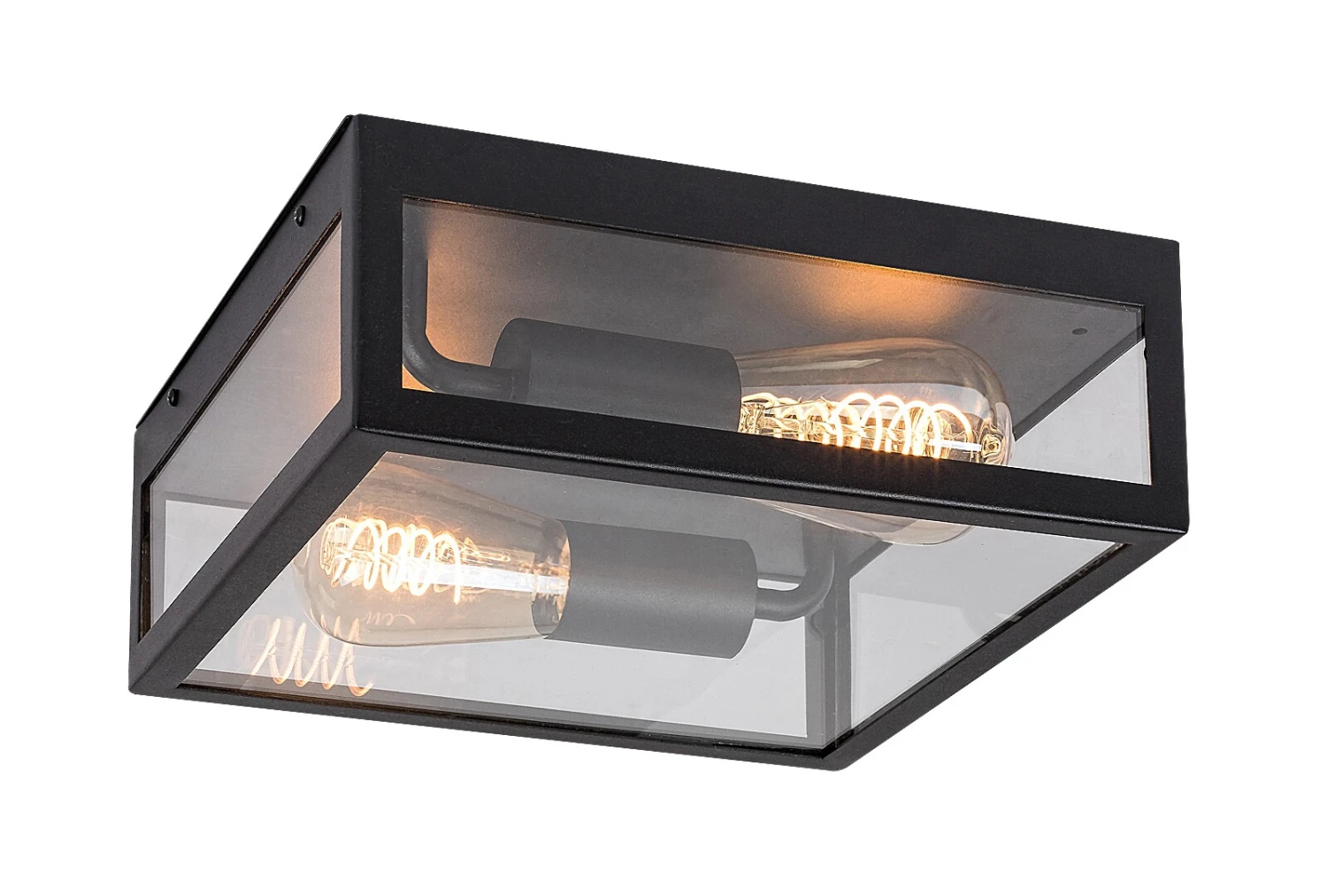 Außendeckenleuchte Zaton 7070, E27, Rostfreier Stahl, Schwarz, 28x28cm