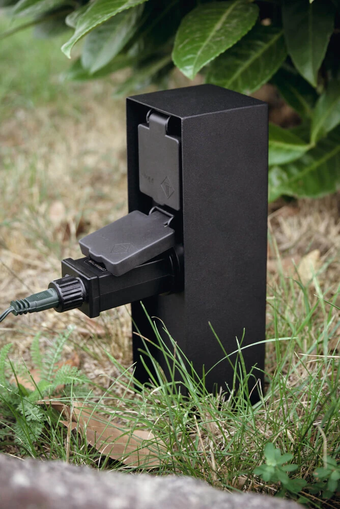 Außensteckdose 2 Steckplätze Metall Schwarz Matt – Bild 6