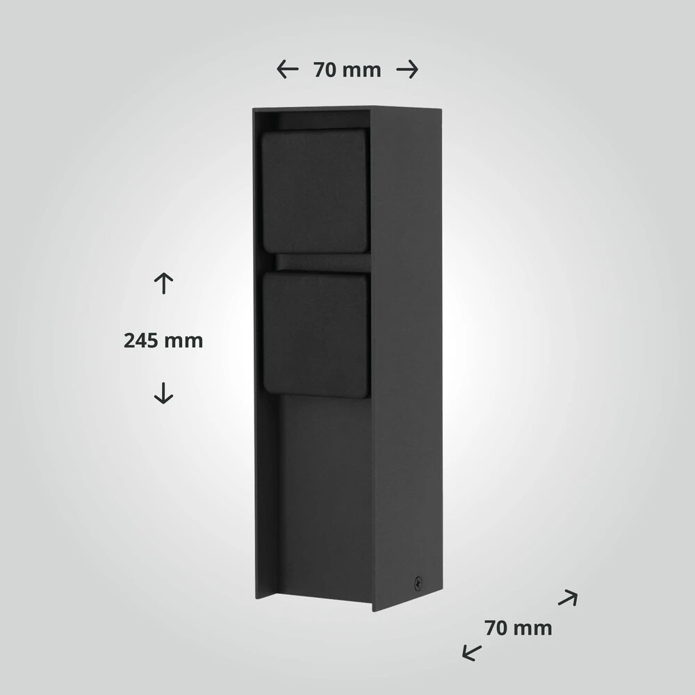 Außensteckdose "ADAM 2" - Anthrazit - Schwarze Abdeckung - 2 Steckplätze – Bild 2