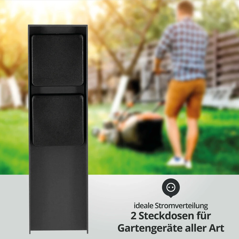 Außensteckdose "ADAM 2" - Anthrazit - Schwarze Abdeckung - 2 Steckplätze – Bild 3