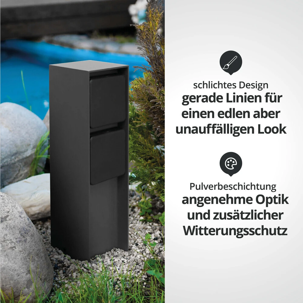 Außensteckdose "ADAM 2" - Anthrazit - Schwarze Abdeckung - 2 Steckplätze – Bild 4