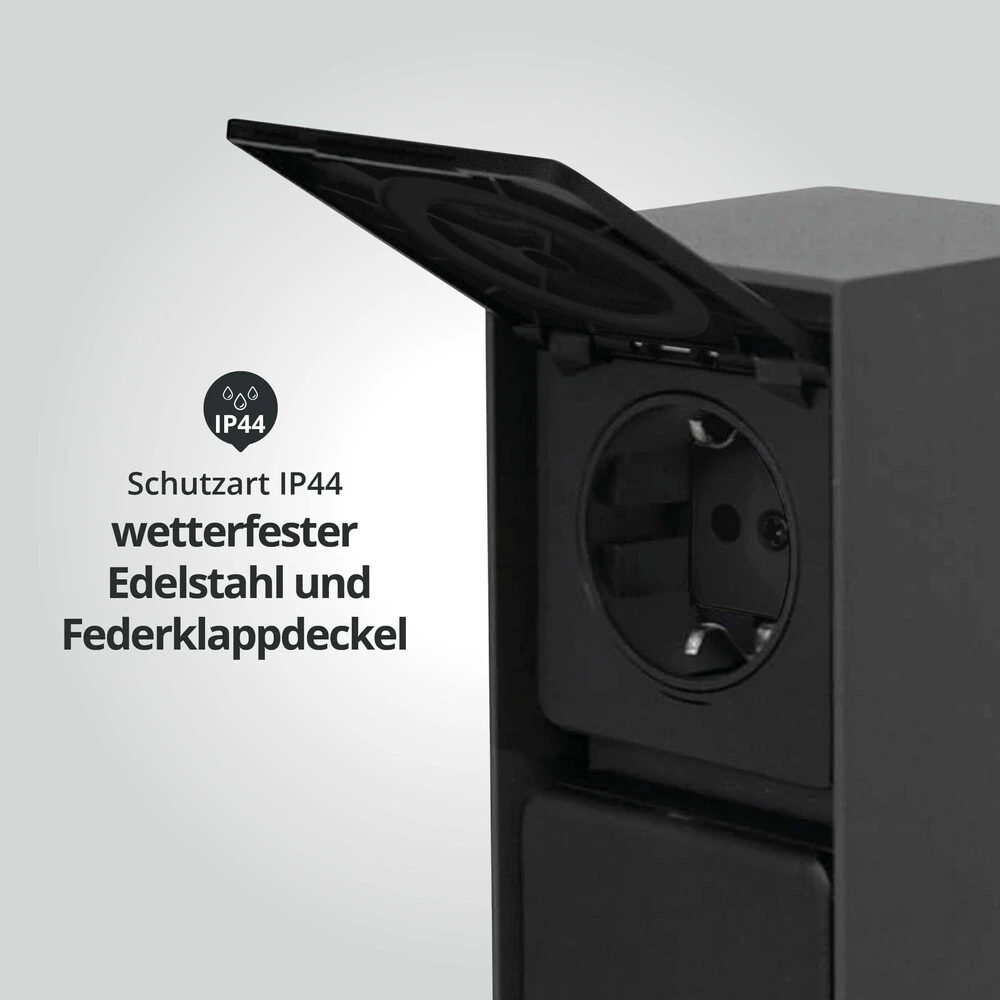Außensteckdose "ADAM 2" - Anthrazit - Schwarze Abdeckung - 2 Steckplätze – Bild 5