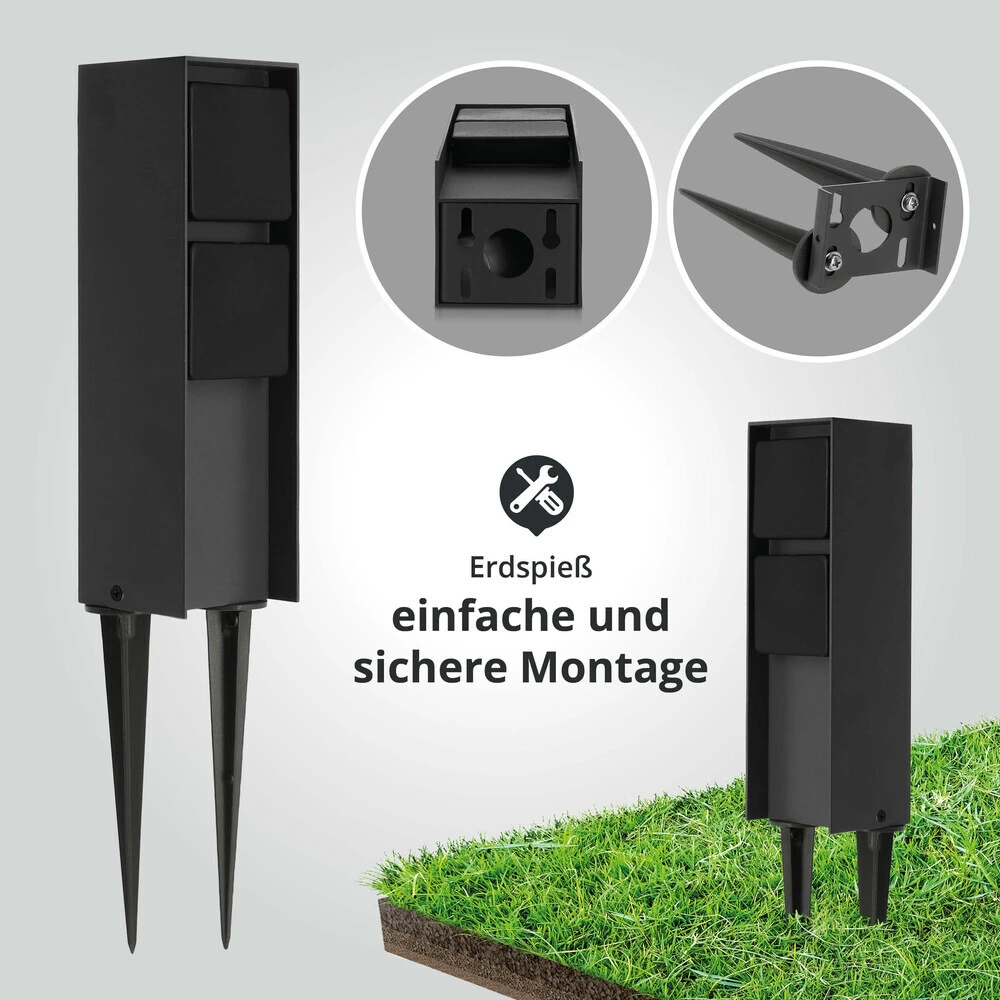 Außensteckdose "ADAM 2" - Anthrazit - Schwarze Abdeckung - 2 Steckplätze – Bild 6