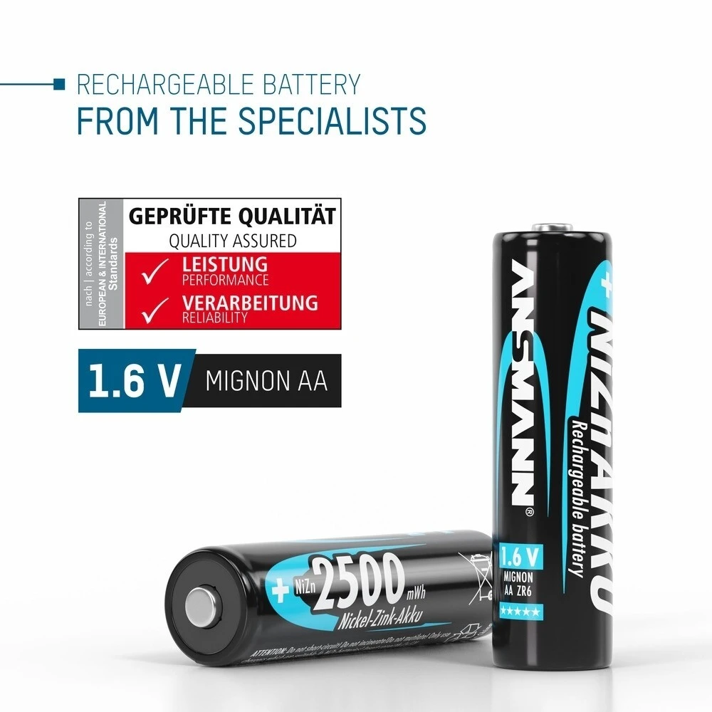 ANSMANN 4er NiZn Hochleistungsakku Batterie Mignon AA 1,6V 2500mWh – Bild 5