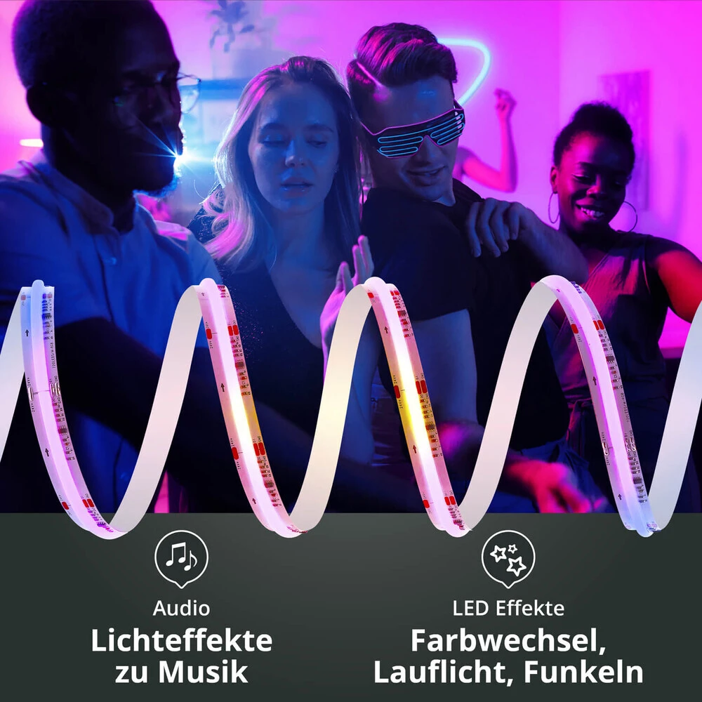 Premium 24V Digitaler IC RGB COB Streifen SET Inkl. Installationsnetzteil Tuya WiFi Controller Mit Fernbedienung 1 M – Bild 6