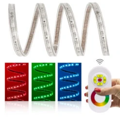 Professional 230V LED Streifen IP68 RGB 60 LED/m 5050 Funk-SET 1m