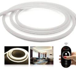 Premium 24V LED NeonFlex Streifen IP68 Warmweiß Funk-SET & Netzteil 1m