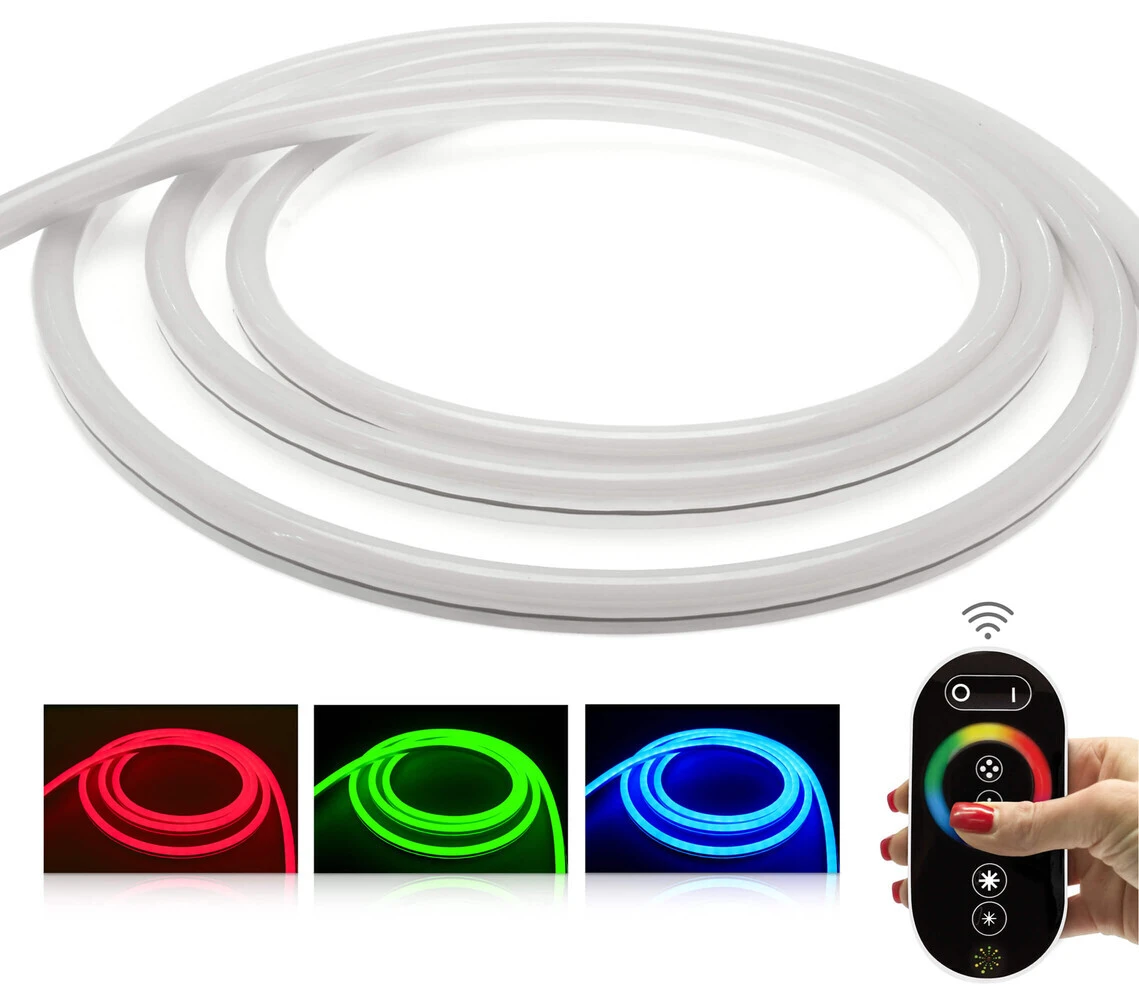 Premium 24V LED NeonFlex Streifen IP68 RGB Funk-SET & Netzteil 1m