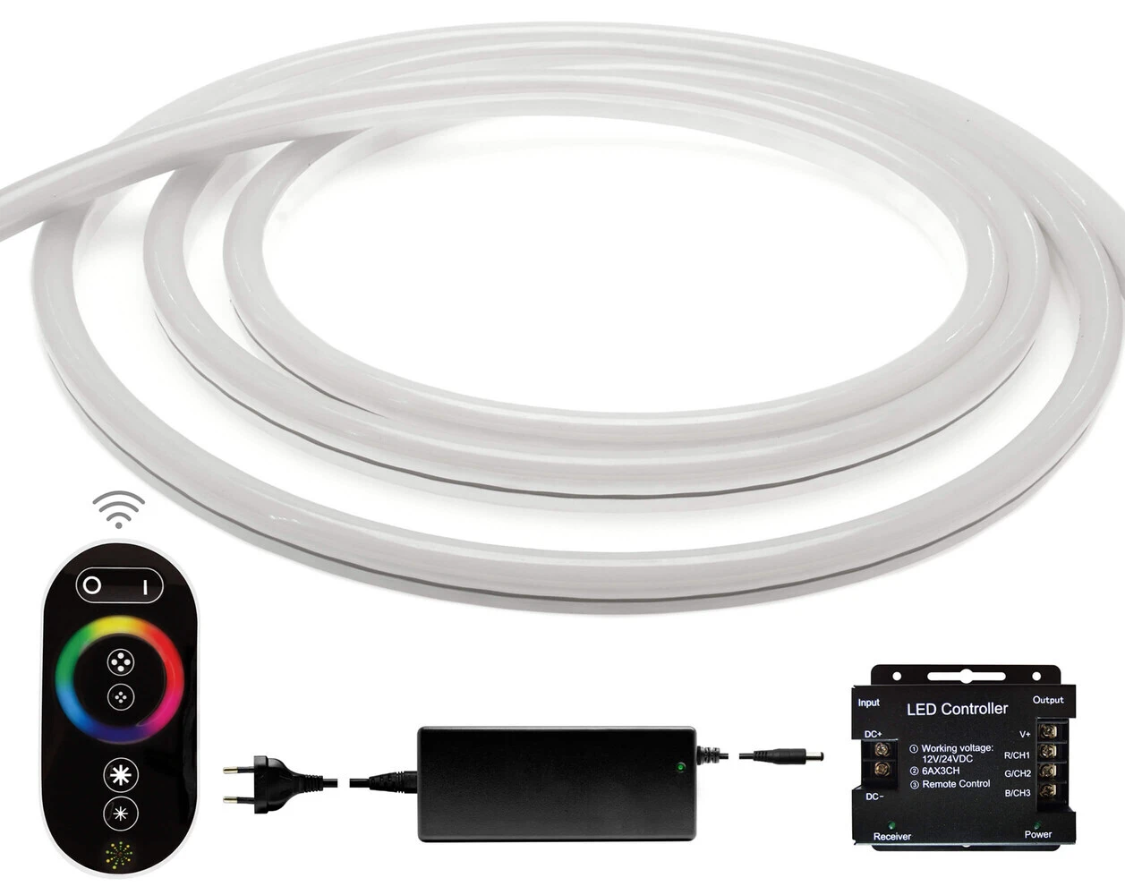 Premium 24V LED NeonFlex Streifen IP68 RGB Funk-SET & Netzteil 1m – Bild 5