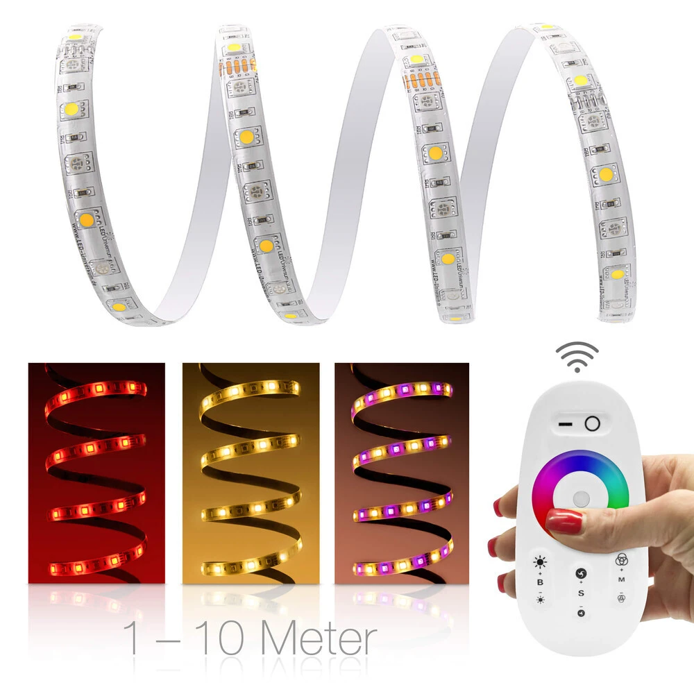 Premium 24V LED Streifen IP65 RGBW 2 X 30 LED/m 5050 Funk-SET & Netzteil 1m – Bild 2