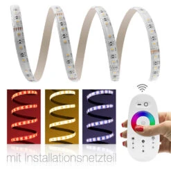 Premium 24V LED Streifen IP65 RGBW 4-in-1 60 LED/m 5050 Funk-SET & Installationsnetzteil Kabellitze 1m