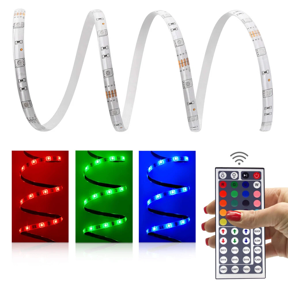 Comfort 12V LED Streifen IP65 RGB 30 LED/m 5050 IR-SET Mit 44 Tasten Fernbedienung & Netzteil 1m