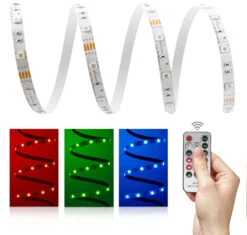 Classic 12V LED Streifen IP20 RGB 30 LED/m 5050 IR-SET Mit 17 Tasten Fernbedienung & Netzteil 1m