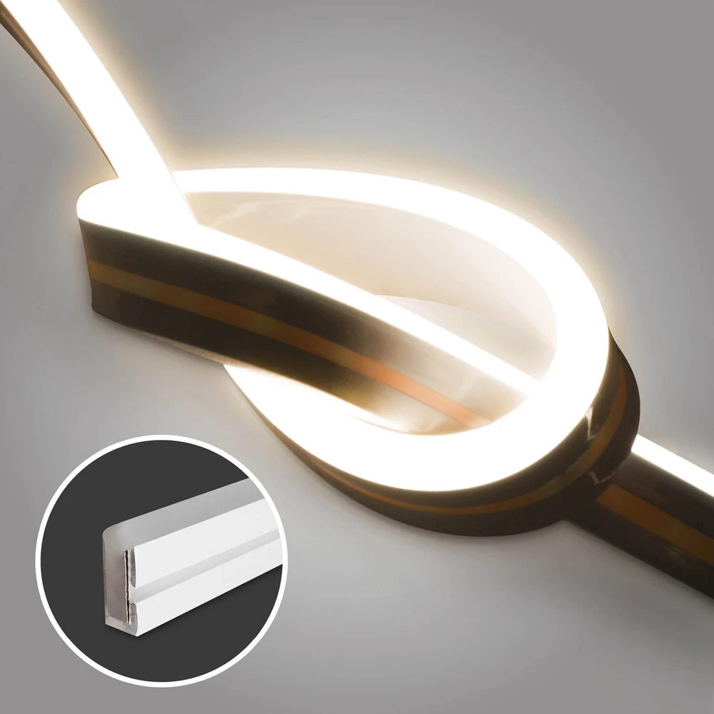 Premium 24V LED NeonFlex Streifen IP65 Warmweiß Schmal SET Netzteil 1m