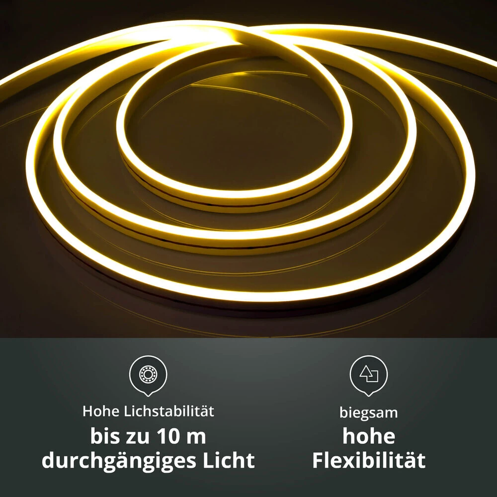 Premium 24V LED NeonFlex Streifen IP65 Warmweiß Schmal SET Netzteil 1m – Bild 3