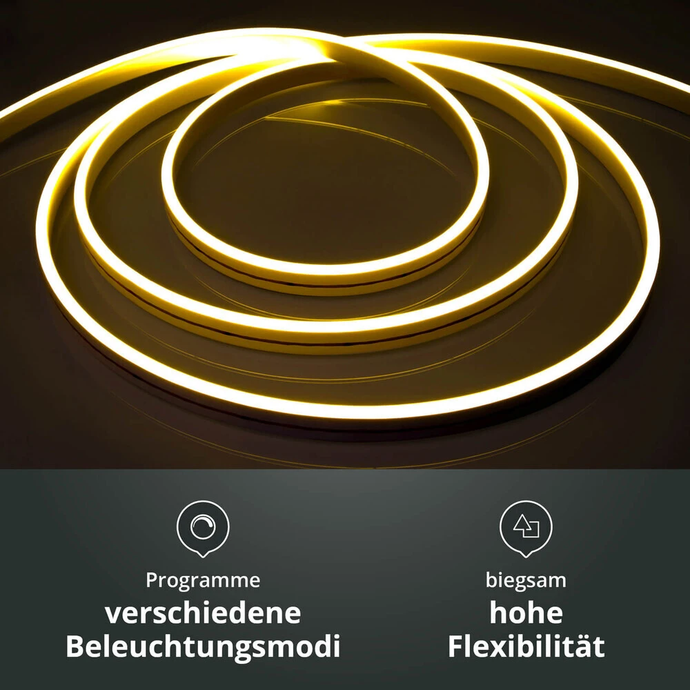 Premium 24V LED NeonFlex Streifen IP65 Warmweiß Schmal Funk-SET & Netzteil 1m – Bild 3