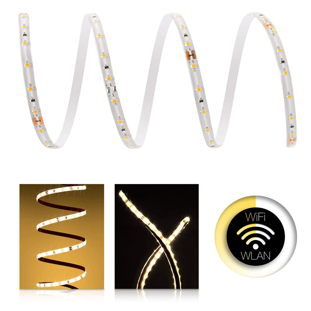 Premium 24V LED Streifen IP65 Warmweiß 60 LED/m 3528 WLAN-SET Magic Home & Netzteil 26m – Bild 2